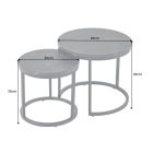 Kerek oldalsó asztal szett Latrisha fekete marvány utánzata - 2 részes 