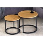 Kerek oldalsó asztal szett Latrisha vad tölgy utánzata - 2 részes