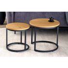 Kerek oldalsó asztal szett Latrisha vad tölgy utánzata - 2 részes