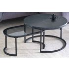 Dohányzóasztal szett Latrisha fekete márvány utánzata - 2 részes