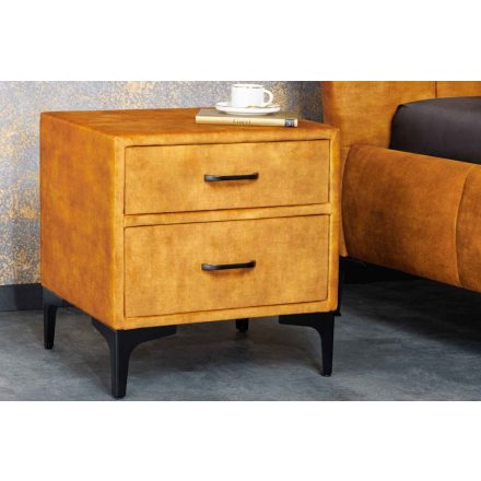 Design éjjeliszekrény Bailey mustársárga bársony