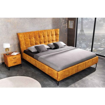 Design ágy Bailey 160 x 200 cm mustársárga bársony