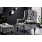 Design fotel Chesterfield szürke bársony