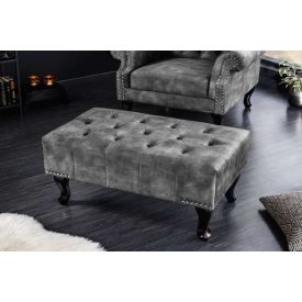 Design puff Chesterfield szürke bársony