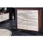 Design magas komód Quillon 120 cm szürke fehér természetes kőből