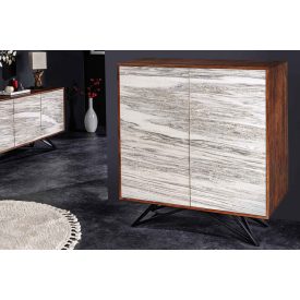   Design magas komód Quillon 120 cm szürke fehér természetes kőből