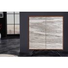 Design magas komód Quillon 120 cm szürke fehér természetes kőből