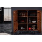 Design magas komód Quillon 120 cm szürke fehér természetes kőből