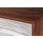 Design magas komód Quillon 120 cm szürke fehér természetes kőből