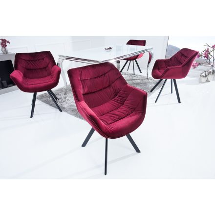 Design forgószék Kiara piros bársony