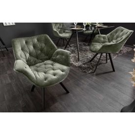 Design forgószék Kiara sötétzöld bársony