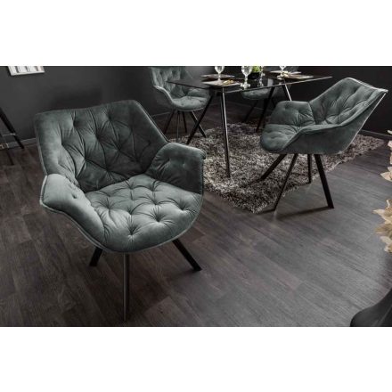 Design forgószék Kiara sötétzöld bársony