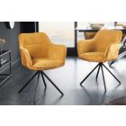 Design forgószék Rahiq mustársárga bársony
