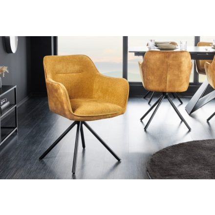 Design forgószék Rahiq mustársárga bársony