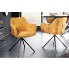 Design forgószék Rahiq mustársárga bársony