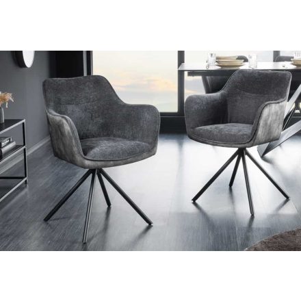 Design forgószék Rahiq sötétszürke bársony