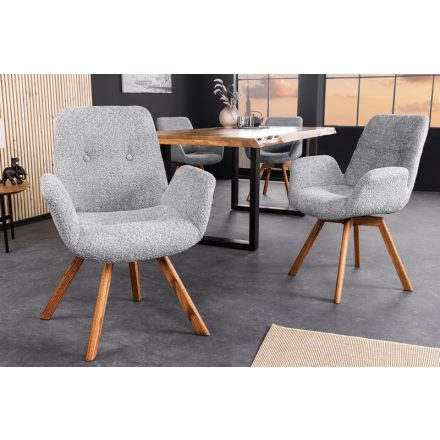 Design forgószék Yanisin szürke bouclé