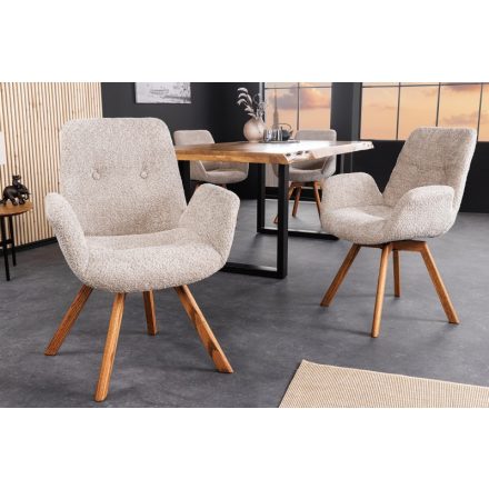 Design forgószék Yanisin bézs bouclé