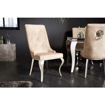 Design szék Rococo Levia fej tejszínes/ króm