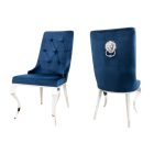 Design szék Rococo Levia fej kék / króm