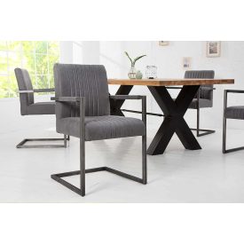 Szánkótalpas szék Boss II kéztámlával vintage szürke