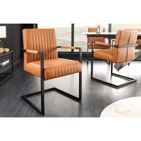   Szánkótalpas szék Boss II kéztámlával vintage cognac barna