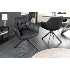 Design forgószék Vallerina fekete bőr