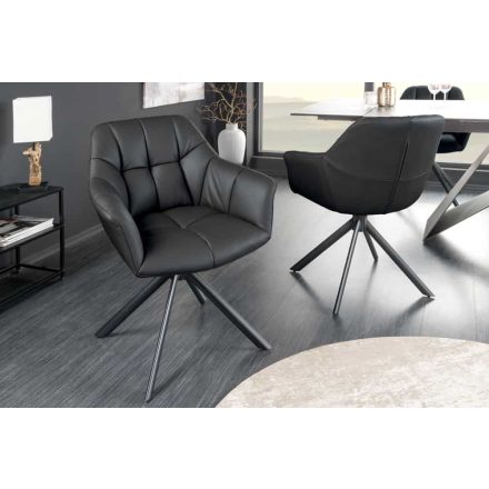 Design forgószék Vallerina fekete bőr