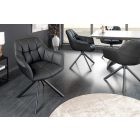 Design forgószék Vallerina fekete bőr