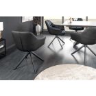 Design forgószék Vallerina fekete bőr