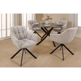 Design forgószék Vallerina bézs buklé