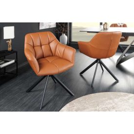 Design forgószék Vallerina cognac barna bőr