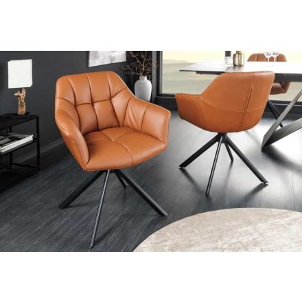 Design forgószék Vallerina cognac barna bőr
