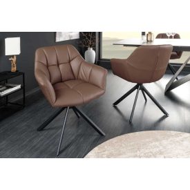 Design forgószék Vallerina sötétbarna bőr