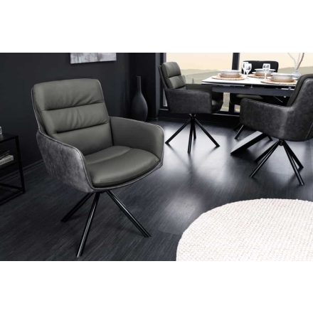 Design forgószék Maddison III szürke bőr