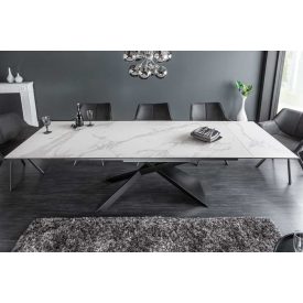   Széthúzható kerámia étkezőasztal Natasha 180-220-260 cm fehér márvány