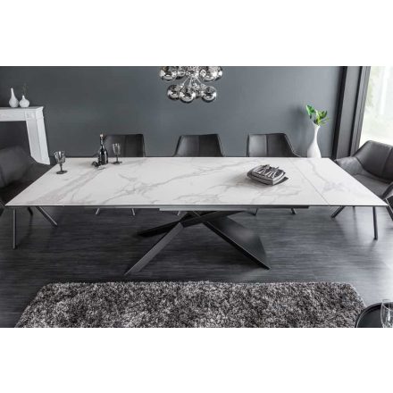Széthúzható kerámia étkezőasztal Natasha 180-220-260 cm fehér márvány