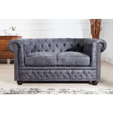 Design 2 személyes ülőgarnitúra Chesterfield 150 cm antik szürke