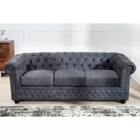   Design 3 személyes ülőgarnitúra Chesterfield 200 cm antik szürke