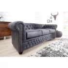 Design 3 személyes ülőgarnitúra Chesterfield 200 cm antik szürke