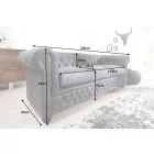 Design 3 személyes ülőgarnitúra Chesterfield 200 cm antik szürke