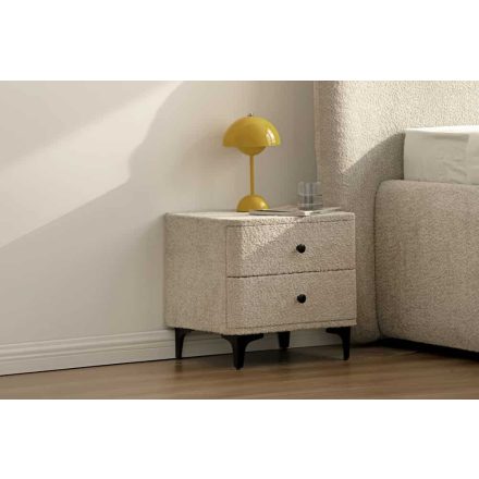 Design éjjeliszekrény Lunara 45 cm szürkés bézs bouclé