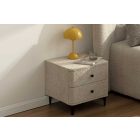 Design éjjeliszekrény Lunara 45 cm szürkés bézs bouclé