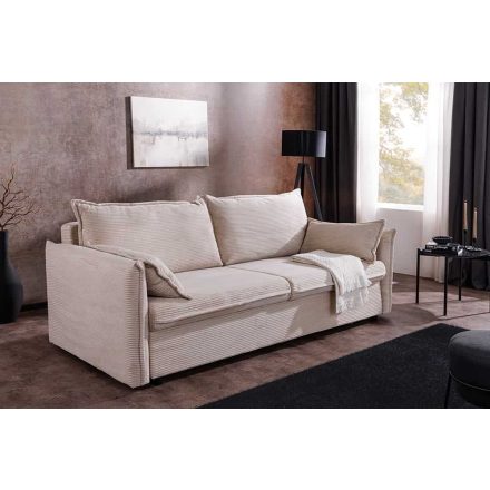 Stílusos 3 személyes ágyazható kanapé Nathalie 215 cm bézs kord