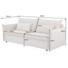 Stílusos 3 személyes ágyazható kanapé Nathalie 215 cm bézs kord