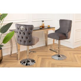 Luxus bárszék Queen szürke bársony