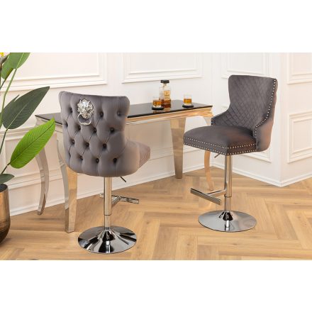 Luxus bárszék Queen szürke bársony