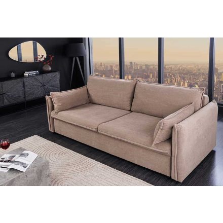 Stílusos 3 személyes ágyazható kanapé Nathalie 215 cm szürkésbarna taupe kord