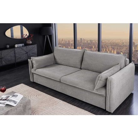 Stílusos 3 személyes ágyazható kanapé Nathalie 215 cm szürke kord