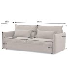 Stílusos 3 személyes ágyazható kanapé Nathalie 215 cm szürke kord